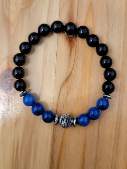 Black Onyx and Lapis Lazuli Bracelet