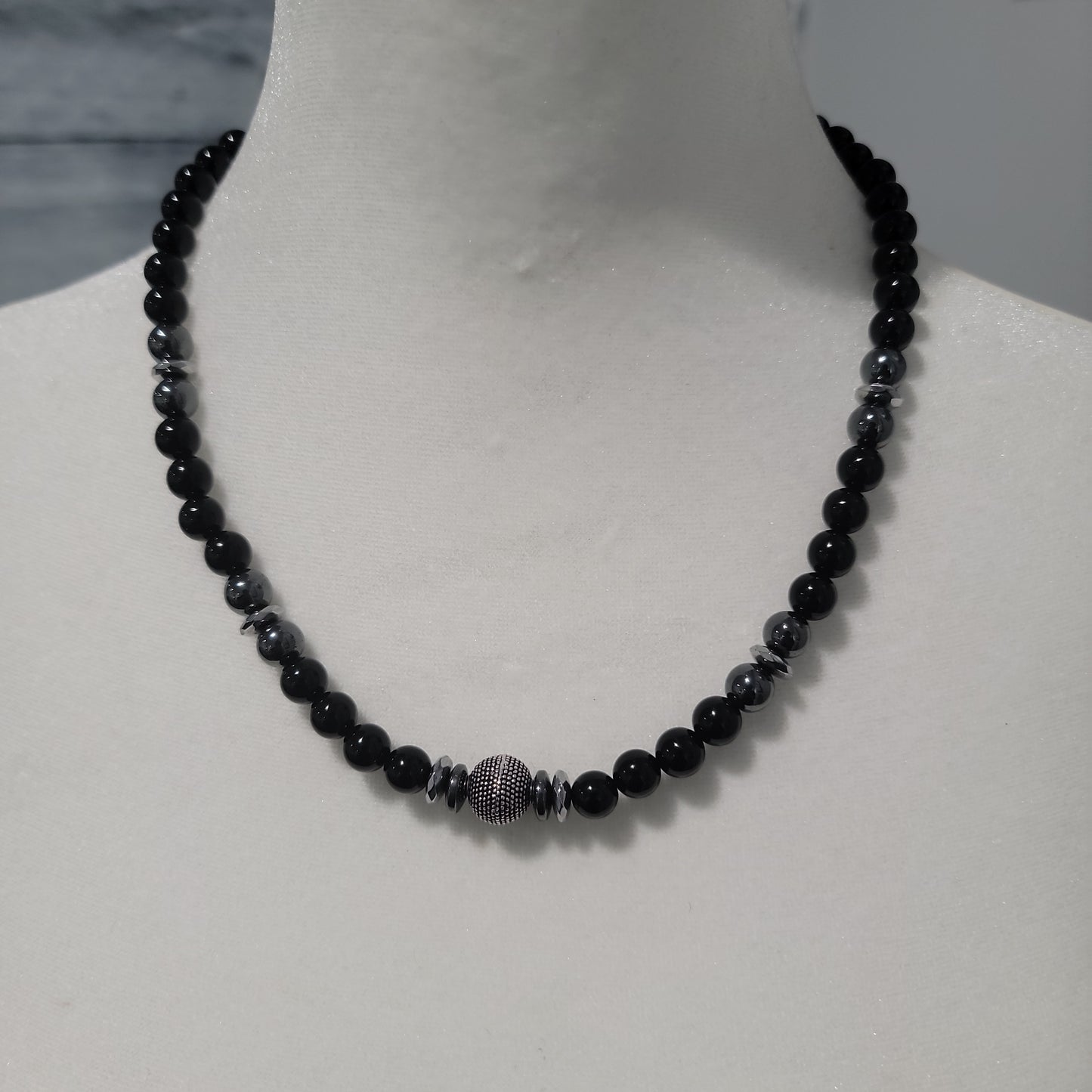 Black Onyx and Hematite Necklace