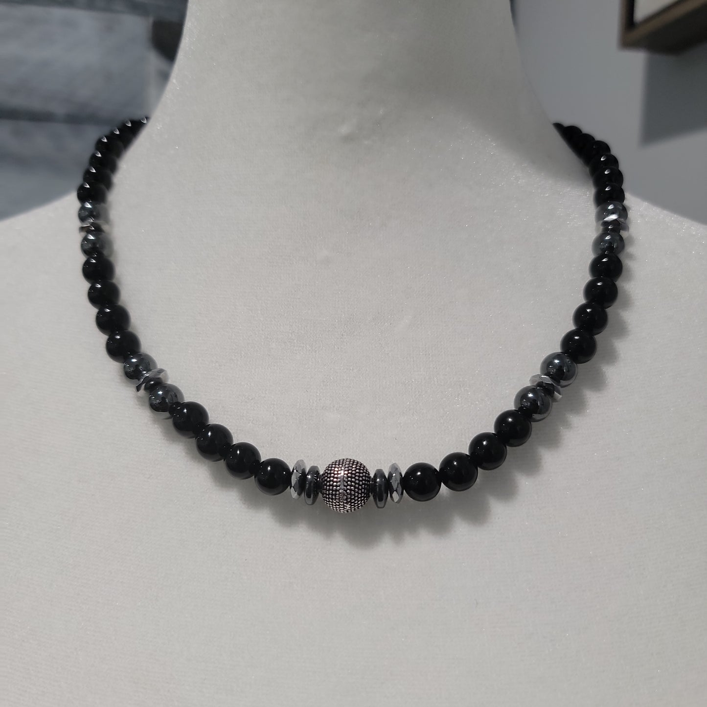 Black Onyx and Hematite Necklace