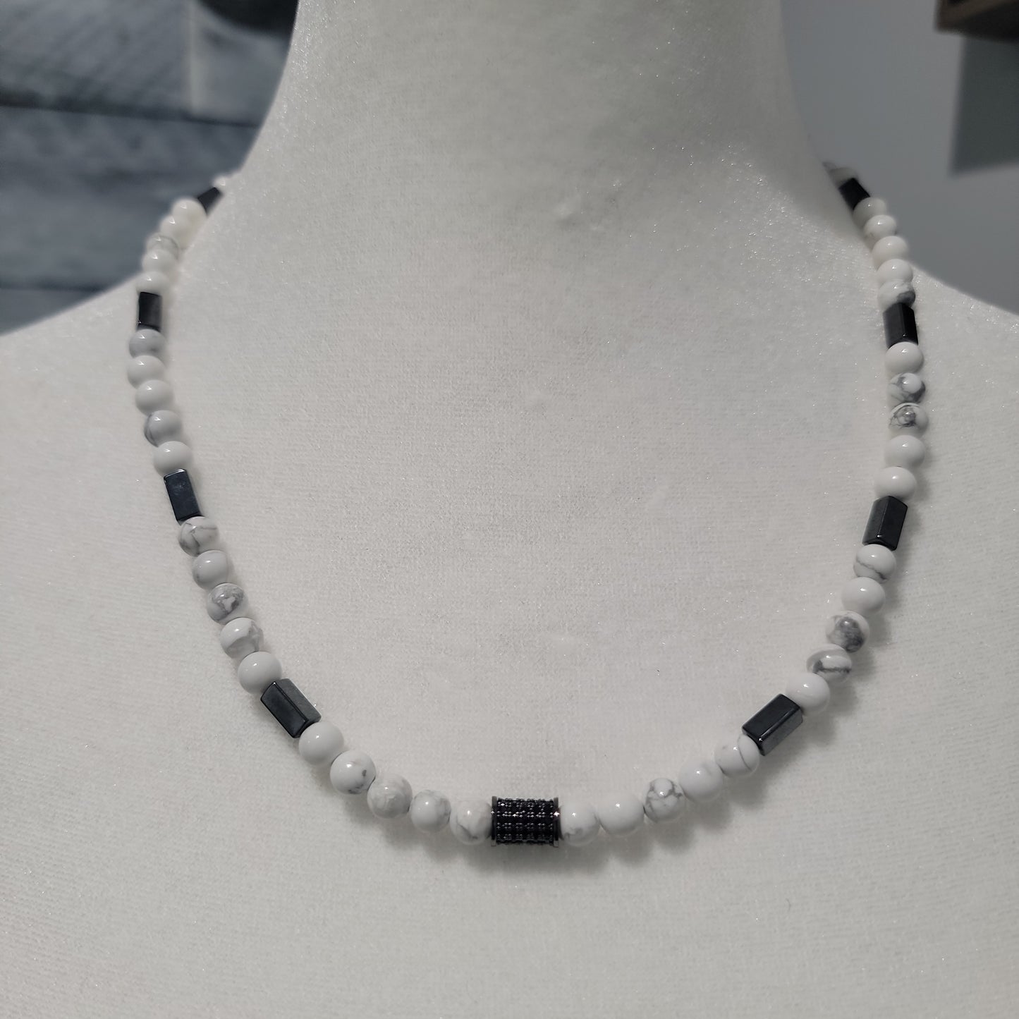 Howlite and Hematite Necklace