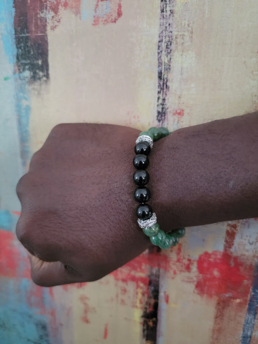 African Jade and Black Onyx Bracelet