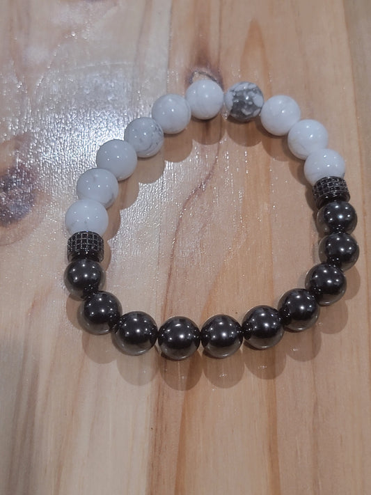 Howlite and Hematite Men's Bracelet