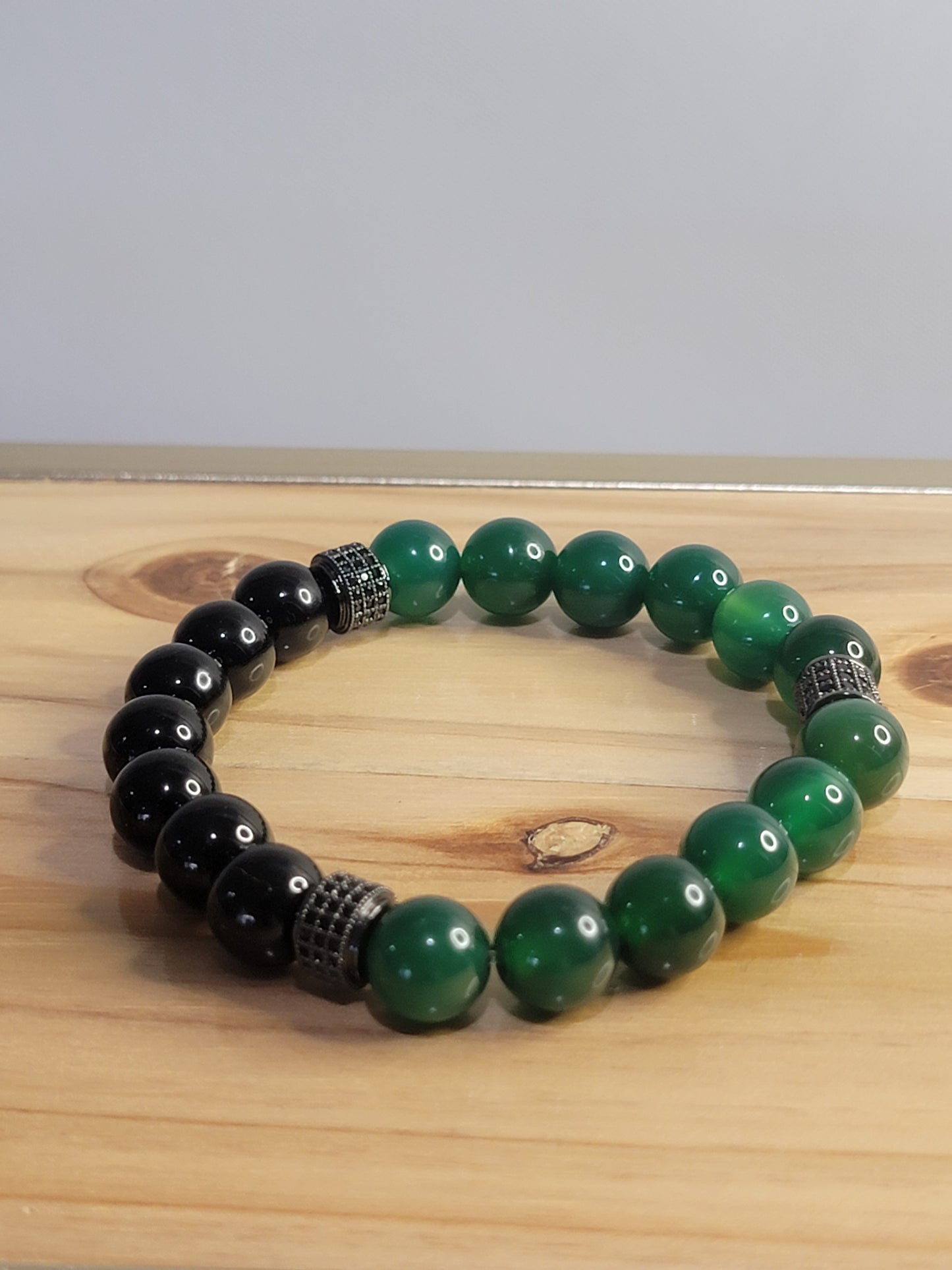 Green Agate & Black Onyx Bracelet