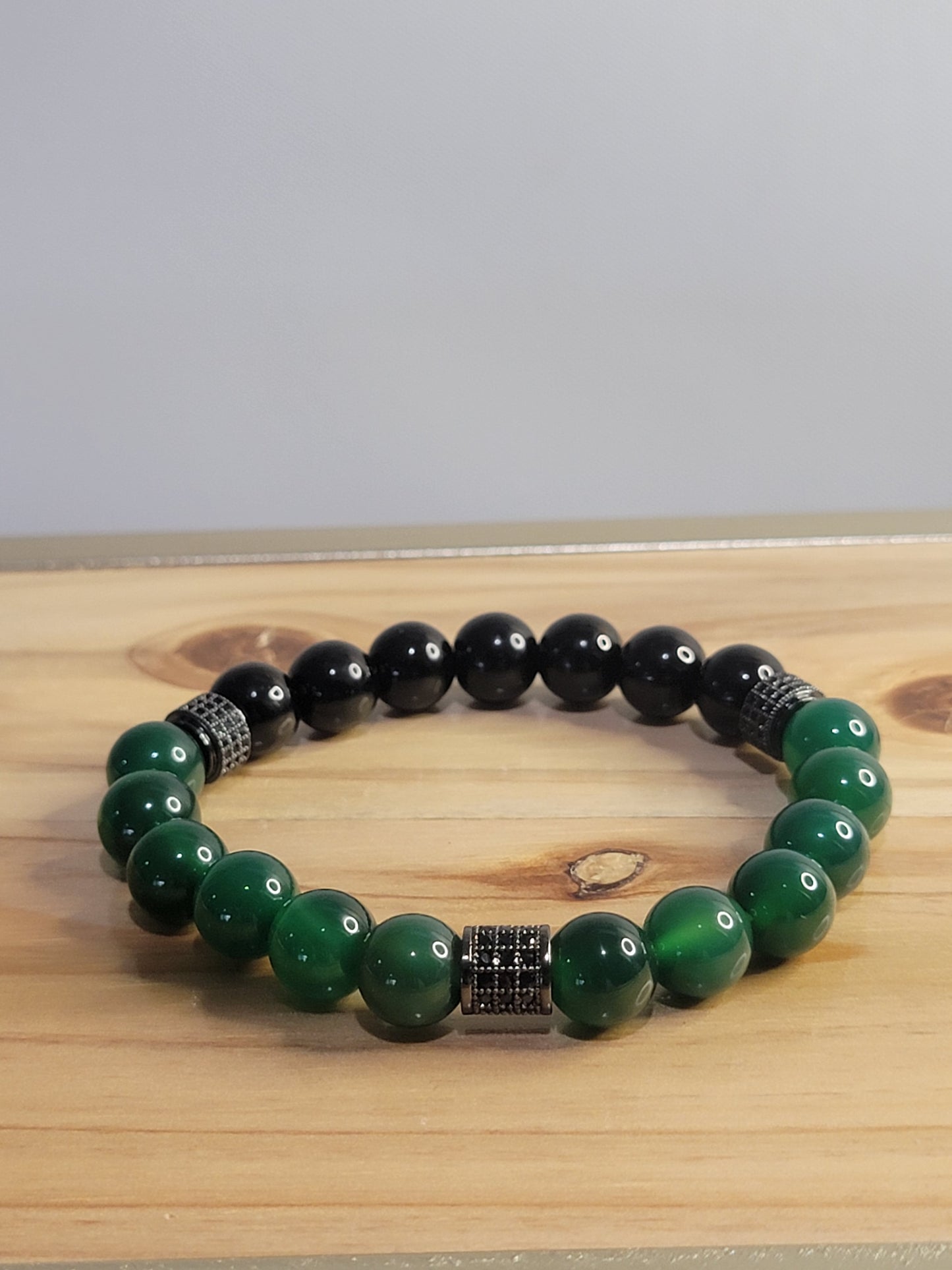 Green Agate & Black Onyx Bracelet