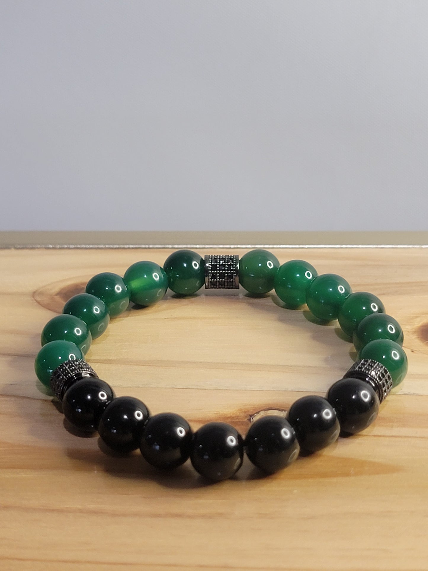 Green Agate & Black Onyx Bracelet