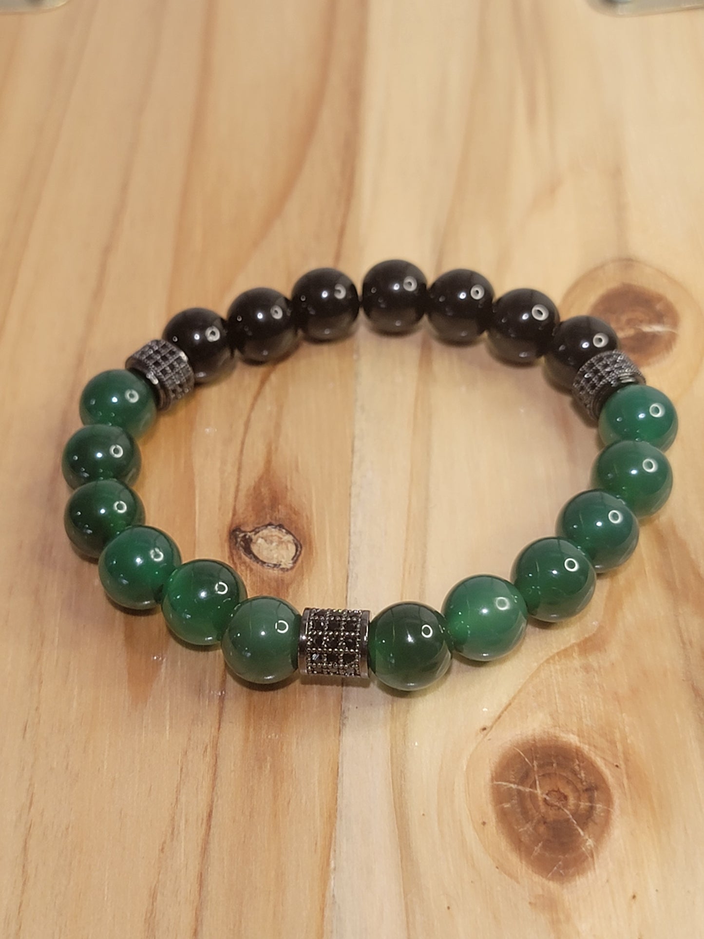 Green Agate & Black Onyx Bracelet