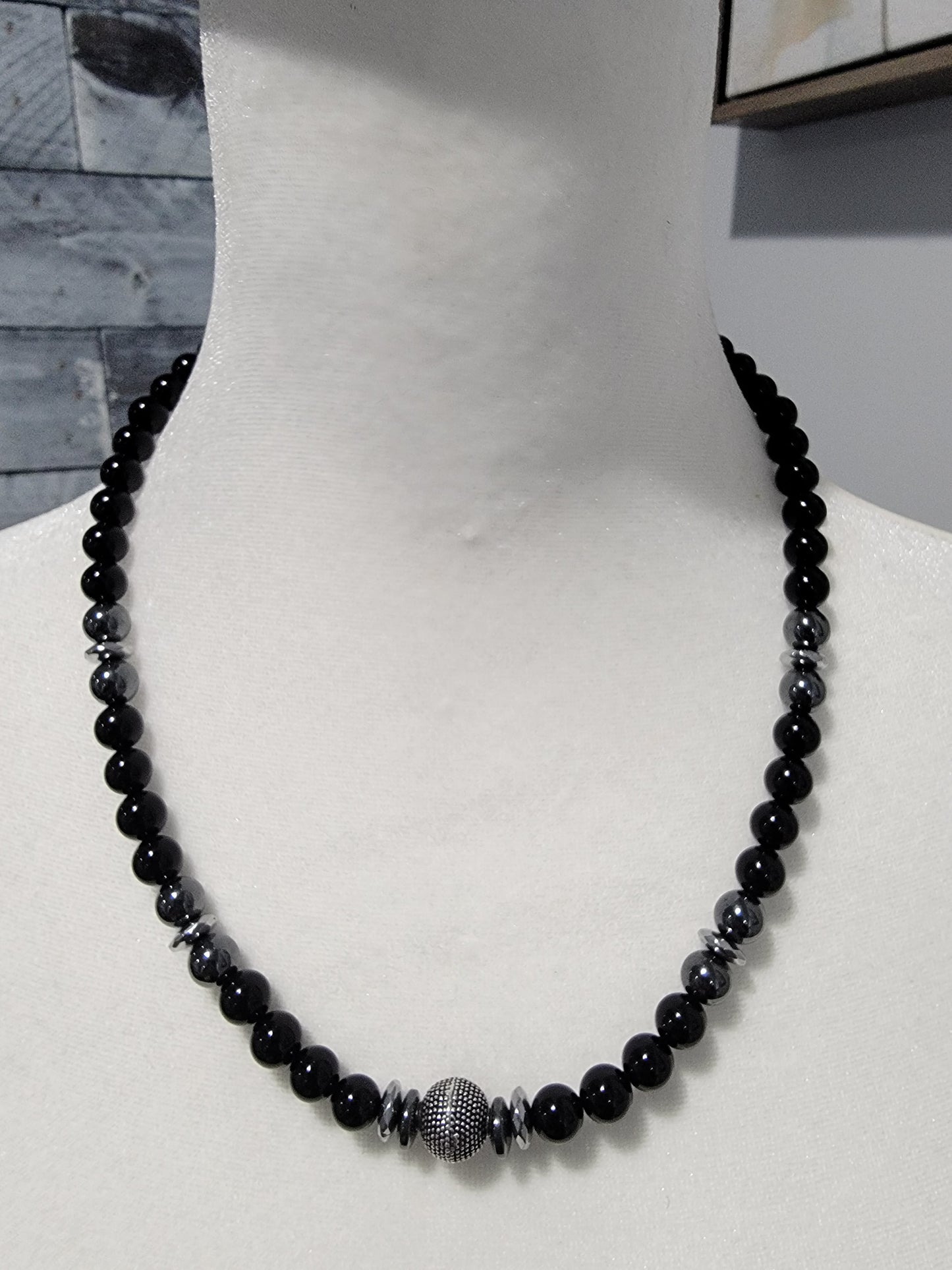 Black Onyx and Hematite Necklace