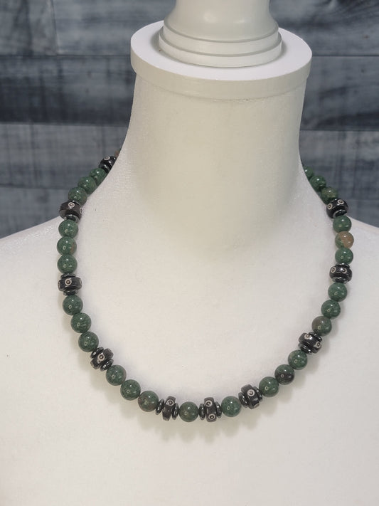 African Jade and Bone Necklace